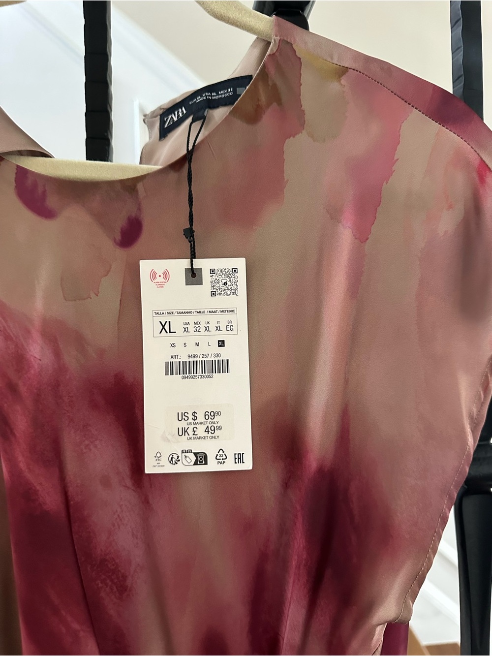 Zara Mauve & Pink Watercolor Tie-Detail Midi Dress - Picture 2 of 4